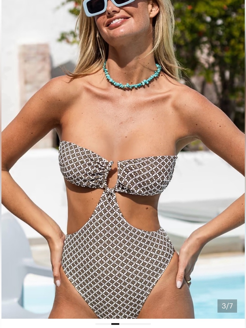 Cupshe Brown Geometric Cutout One-Piece Swimsuit